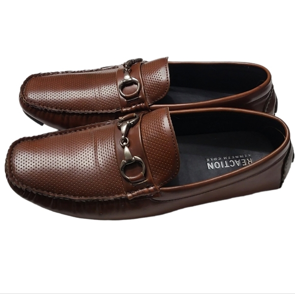 Kenneth Cole Reaction Brown Faux Leather Sound Driver Men's Loafers. 10MED - Picture 3 of 8